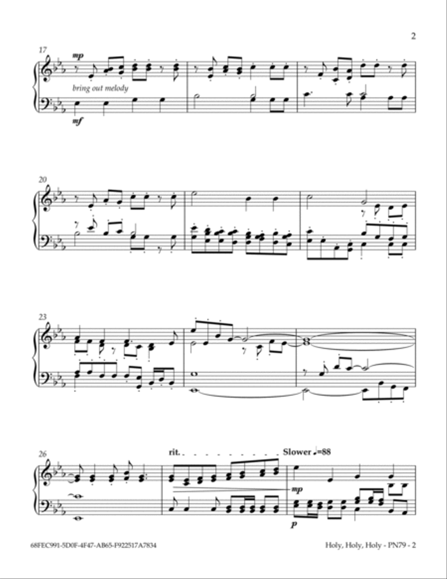 Holy, Holy, Holy Piano Solo scores gallery preview page 3