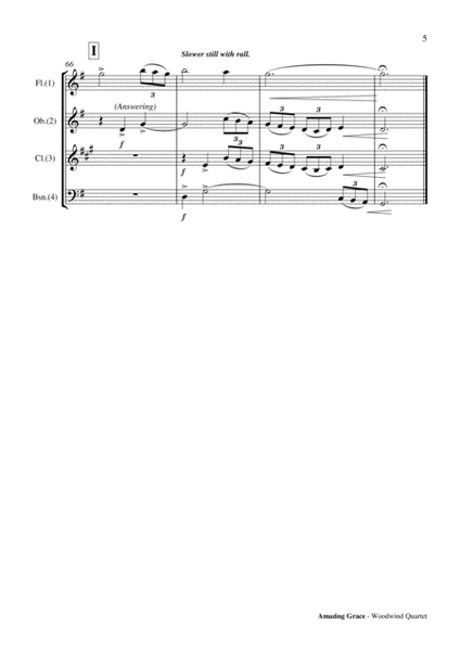 Amazing Grace - Woodwind Quartet - Score and Parts image number null
