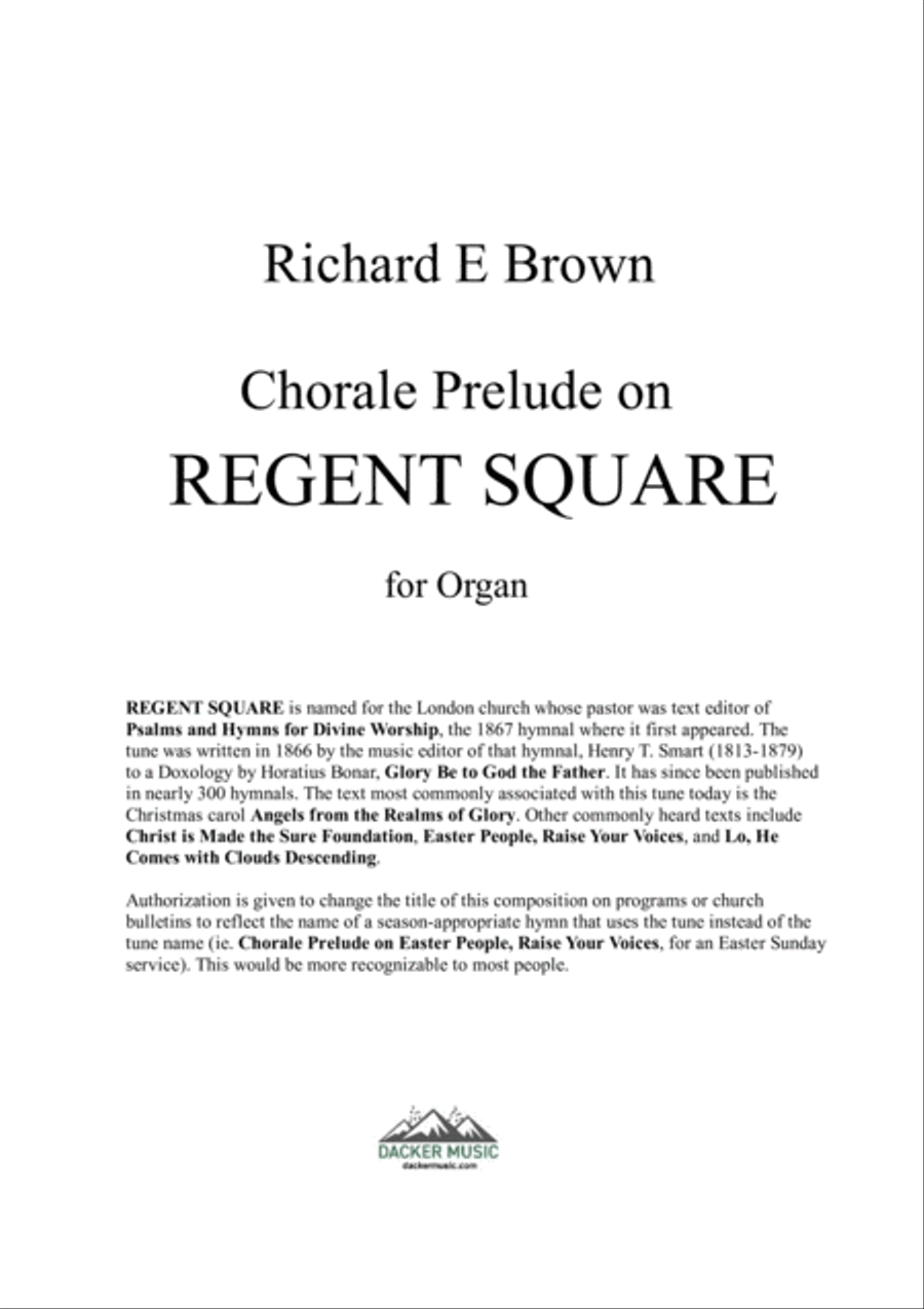 Chorale Prelude on Regent Square Organ Solo scores gallery preview page 2