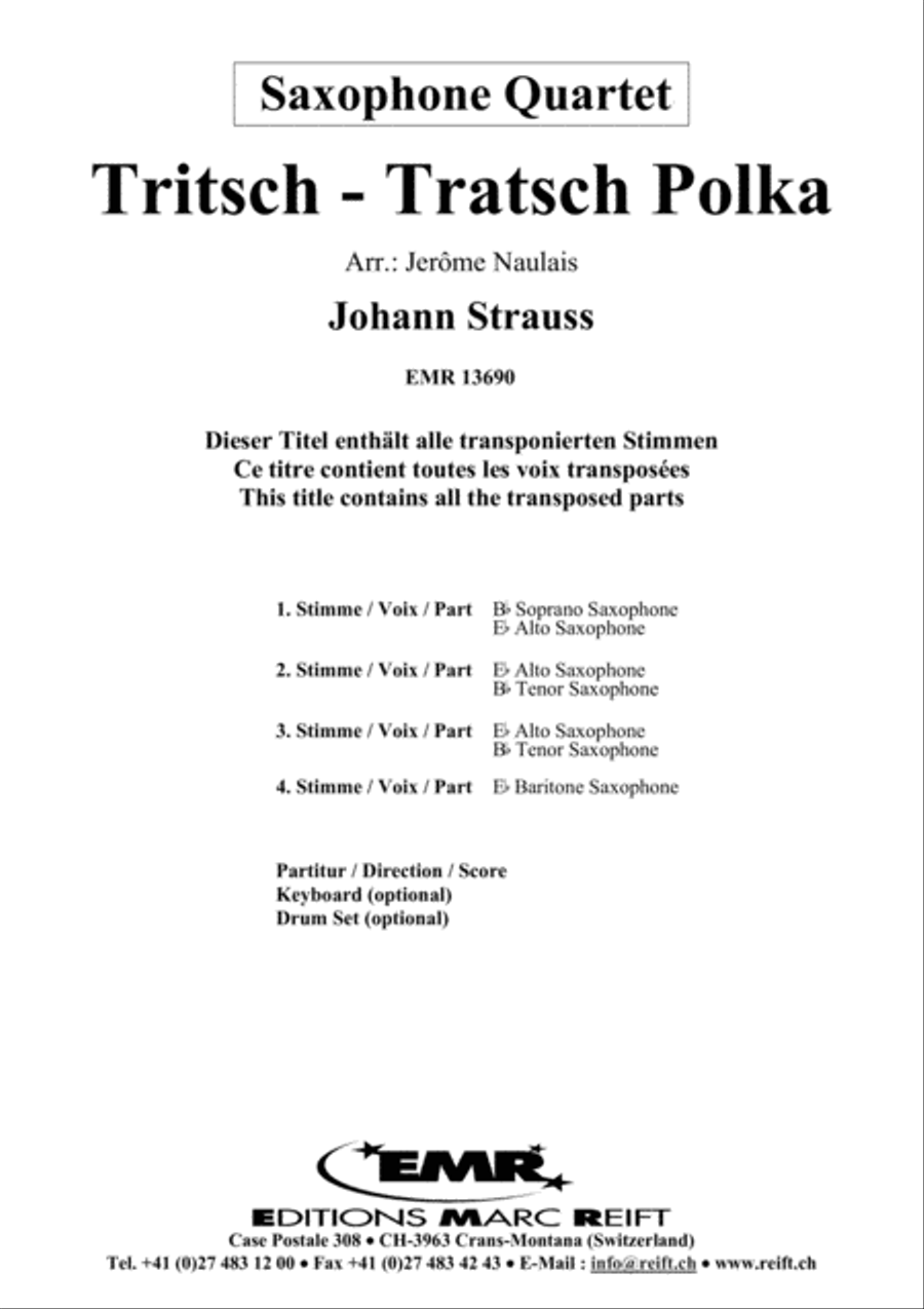 Tritsch-Tratsch Polka Saxophone Quartet scores gallery preview page 2