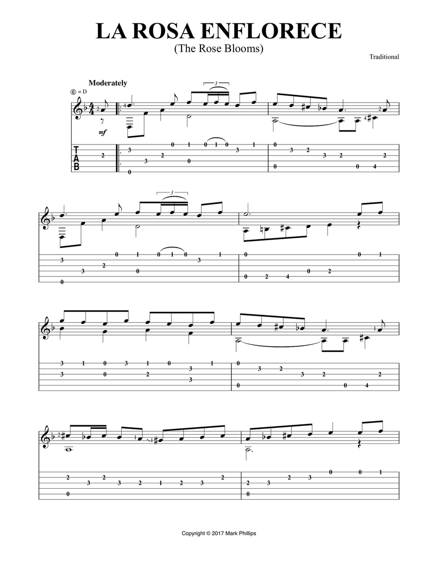 La rosa enflorece (The Rose Blooms) Acoustic Guitar scores gallery preview page 1