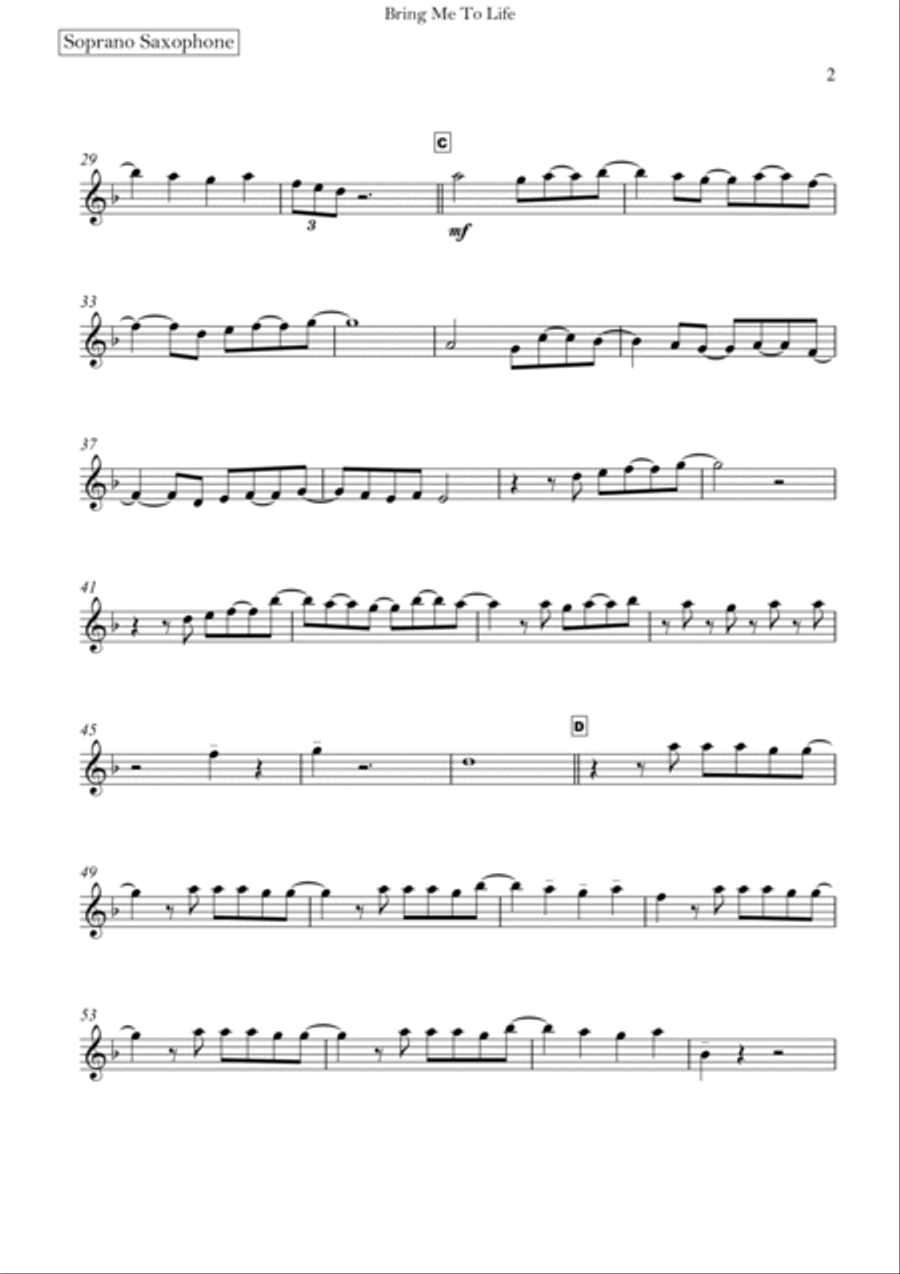 Bring Me To Life Saxophone Quartet scores gallery preview page 6