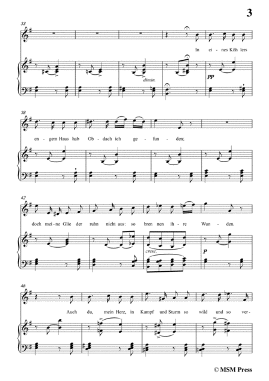 Schubert-Rast,from 'Winterreise',Op.89(D.911) No.10,in e minor,for Voice&Piano Voice scores gallery preview page 5