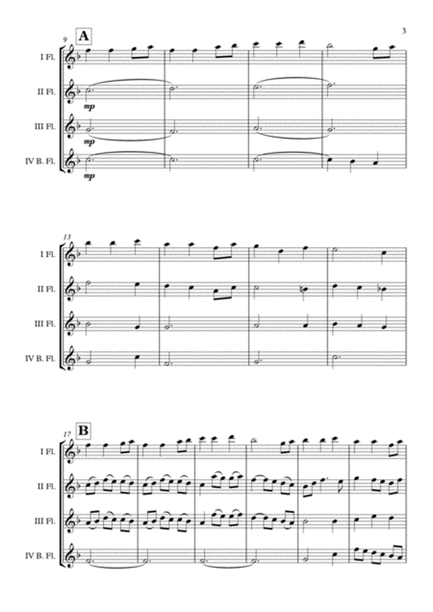"Away In A Manger" Flute Quartet (B.Fl.) arr. Adrian Wagner image number null