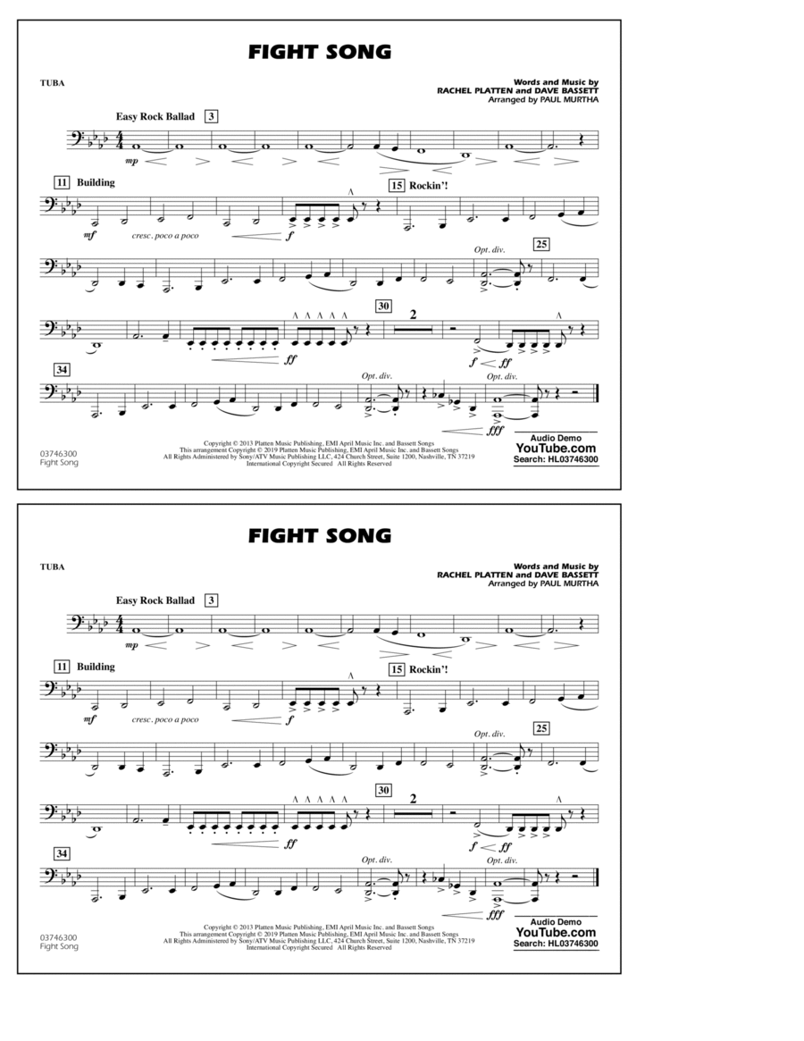 Fight Song (arr. Paul Murtha) - Tuba Marching Band scores gallery preview page 1