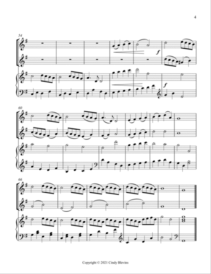 Angels We Have Heard On High, Two Violins and Piano String Duet scores gallery preview page 5