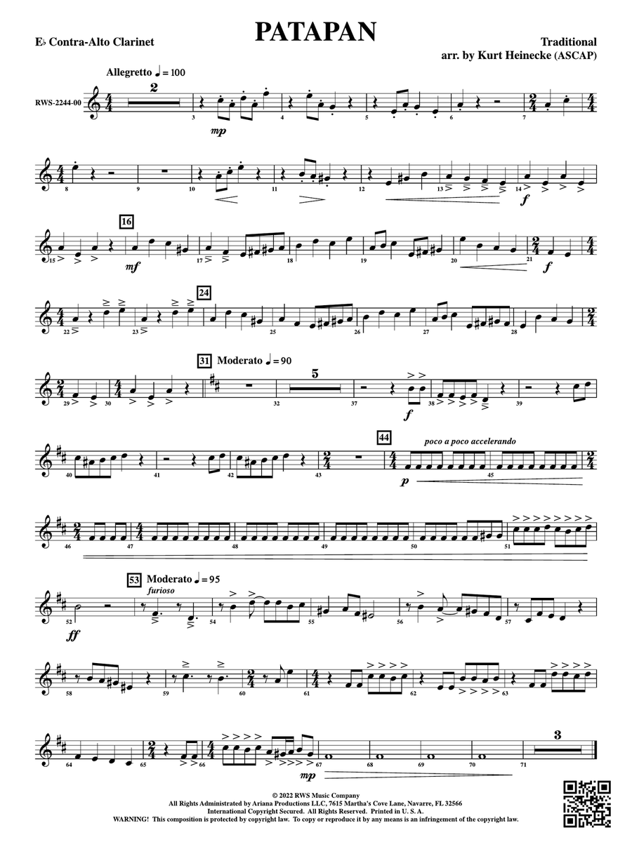 Patapan: E-flat Contra-Alto Clarinet