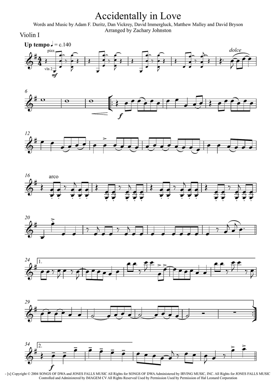 Accidentally In Love String Quartet scores gallery preview page 6