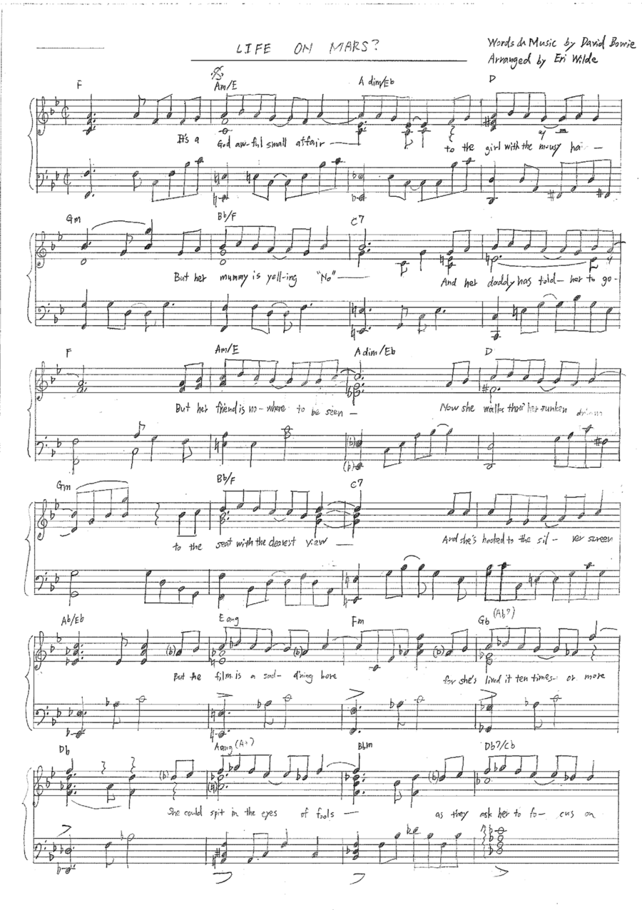 Life On Mars Piano Solo scores gallery preview page 1