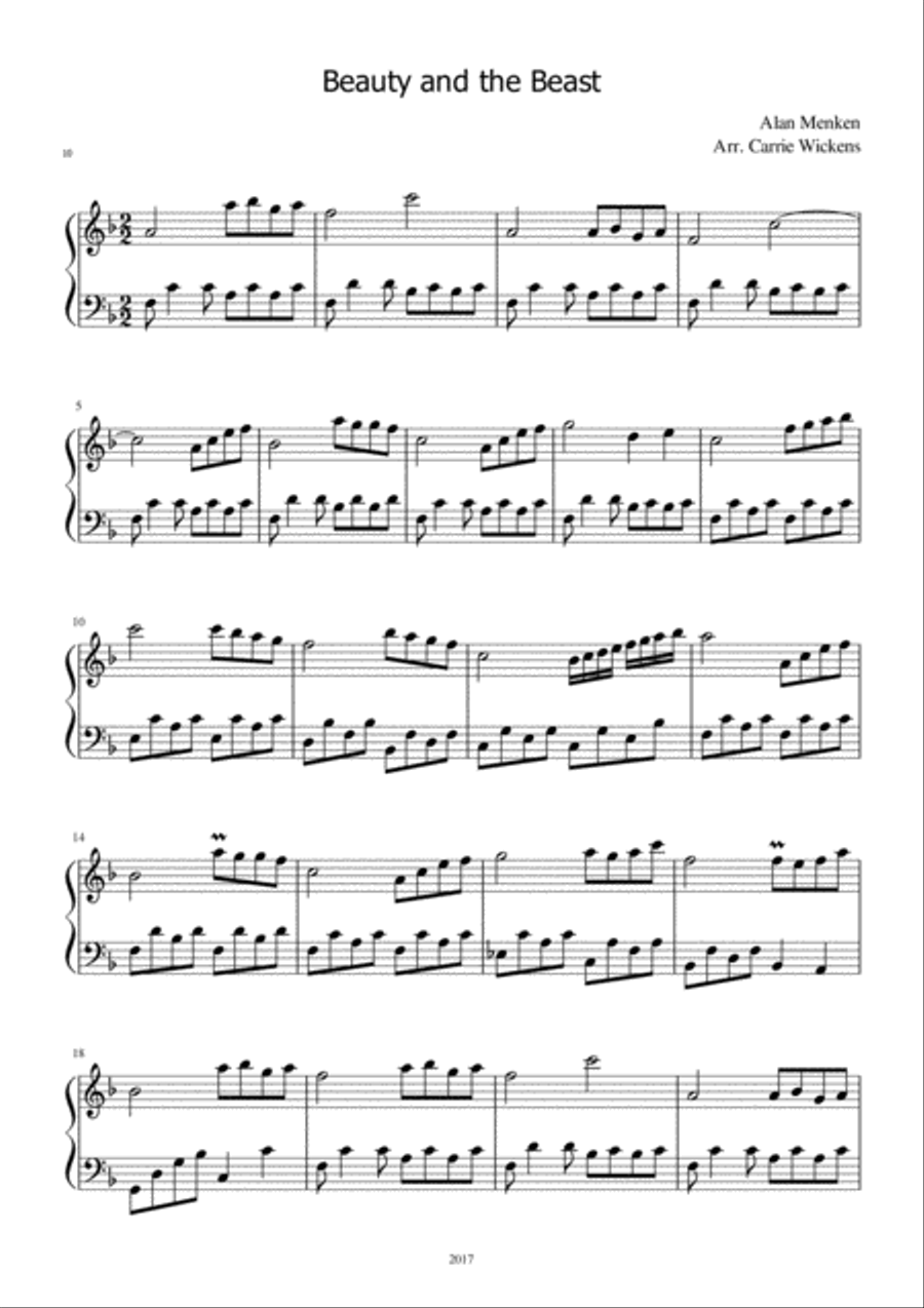 Beauty And The Beast Beauty And The Beast Piano Solo scores gallery preview page 1