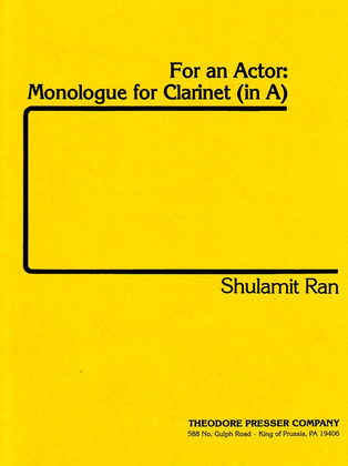 Book cover for For An Actor: Monologue For Clarinet (In A)