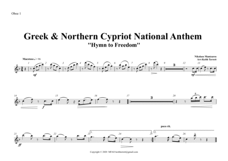 Greek & Cypriot National Anthem ''Imnos Eis Tin Eleftherian'' For Symphony Orchestra (Kt Olympic Ant image number null