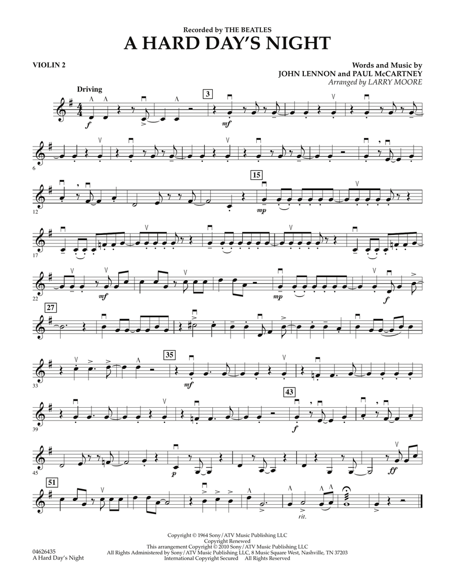 A Hard Day's Night - Violin 2