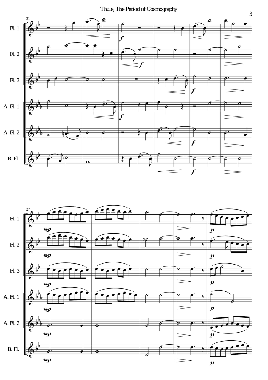 Thule, The period of Cosmography and The Andalusian Merchant for flute sextet or flute choir Flute Choir scores gallery preview page 3