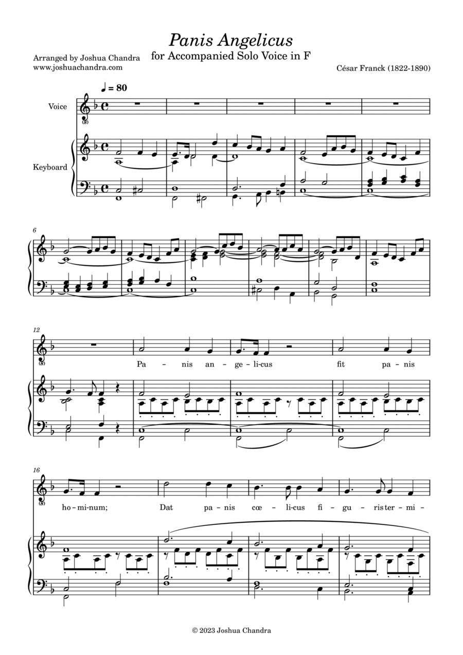 Panis Angelicus in F (voice & keyboard) Voice scores gallery preview page 1