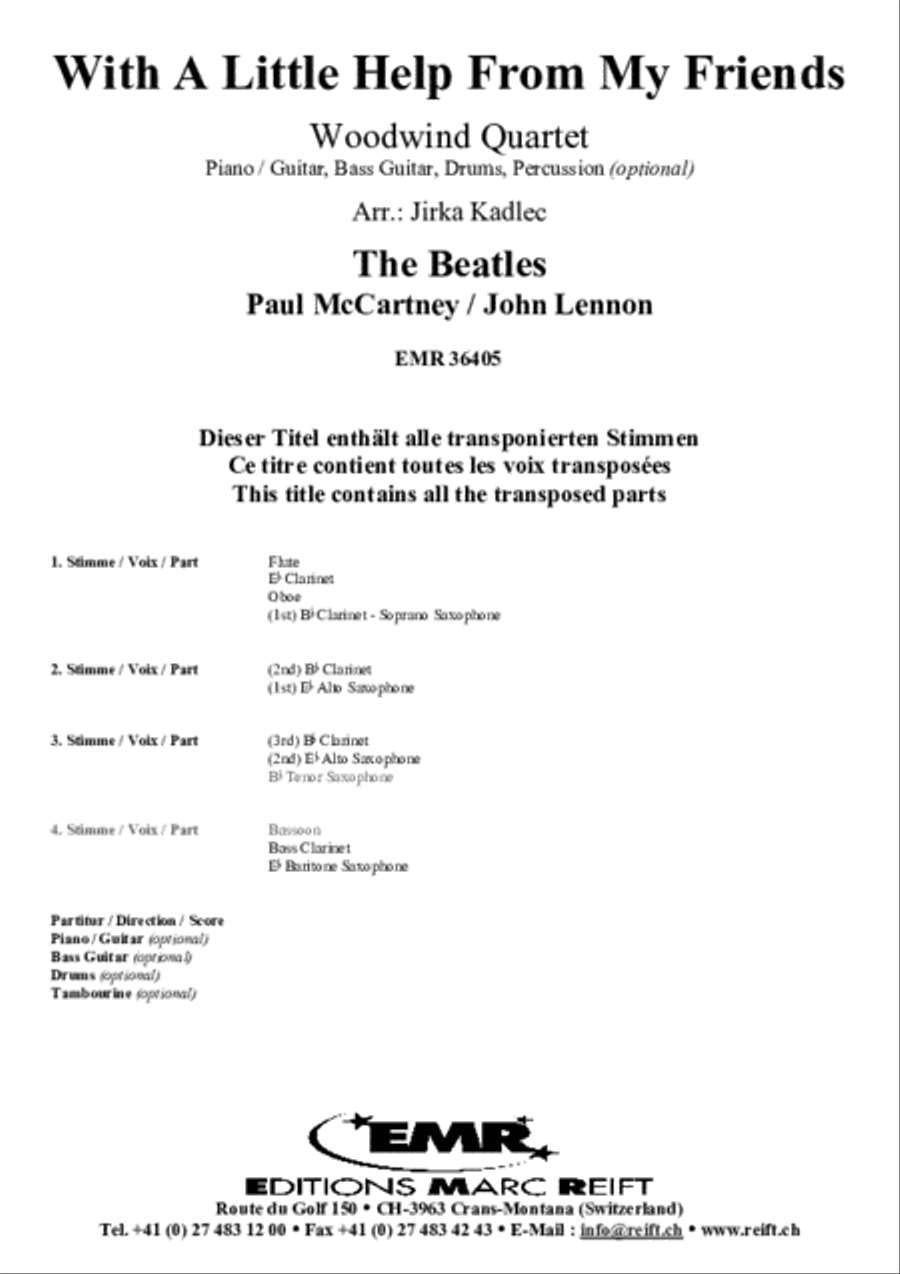 With A Little Help From My Friends Woodwind Quartet scores gallery preview page 2