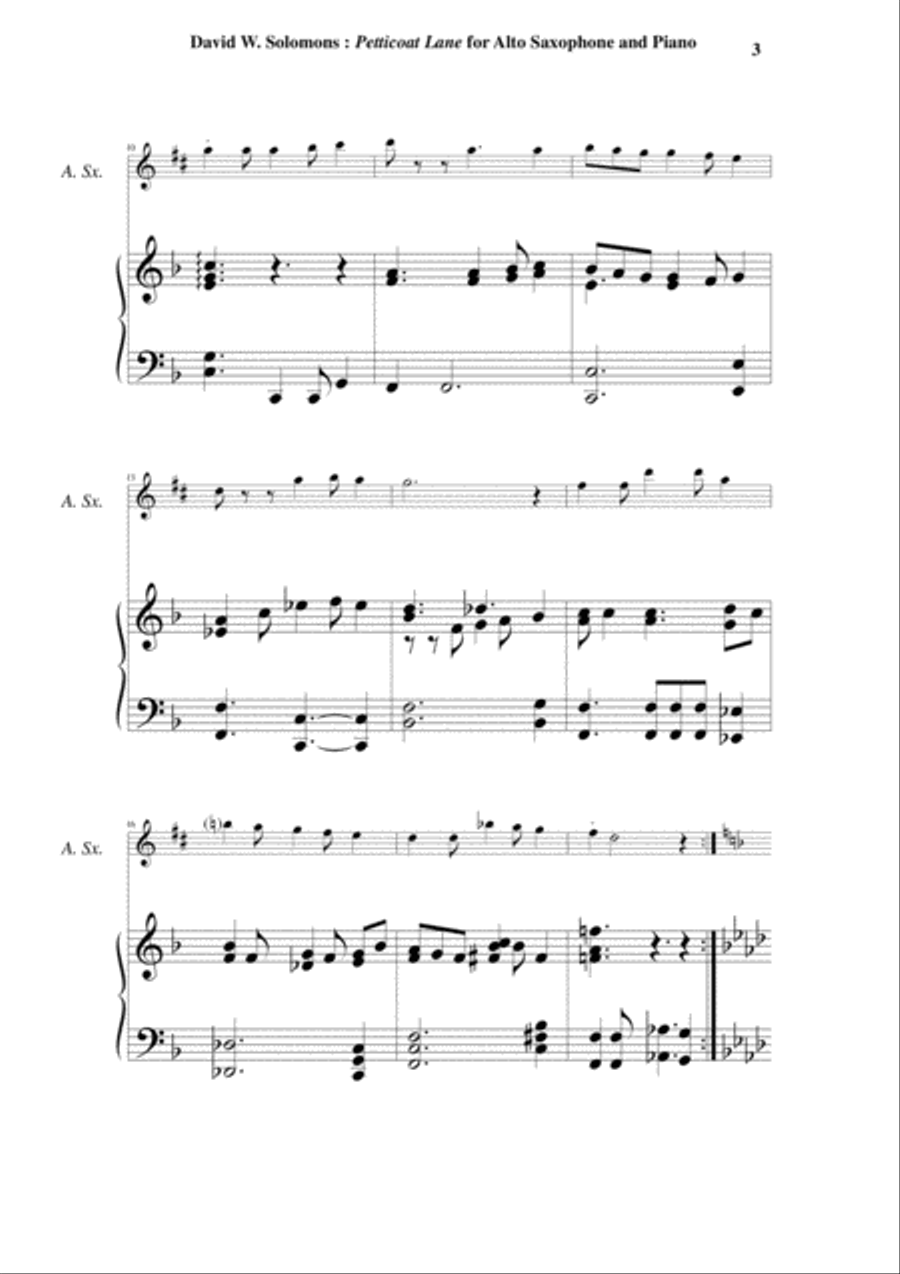 David Warin Solomons: Petticoat Lane for Eb alto saxophone and piano Alto Saxophone scores gallery preview page 3