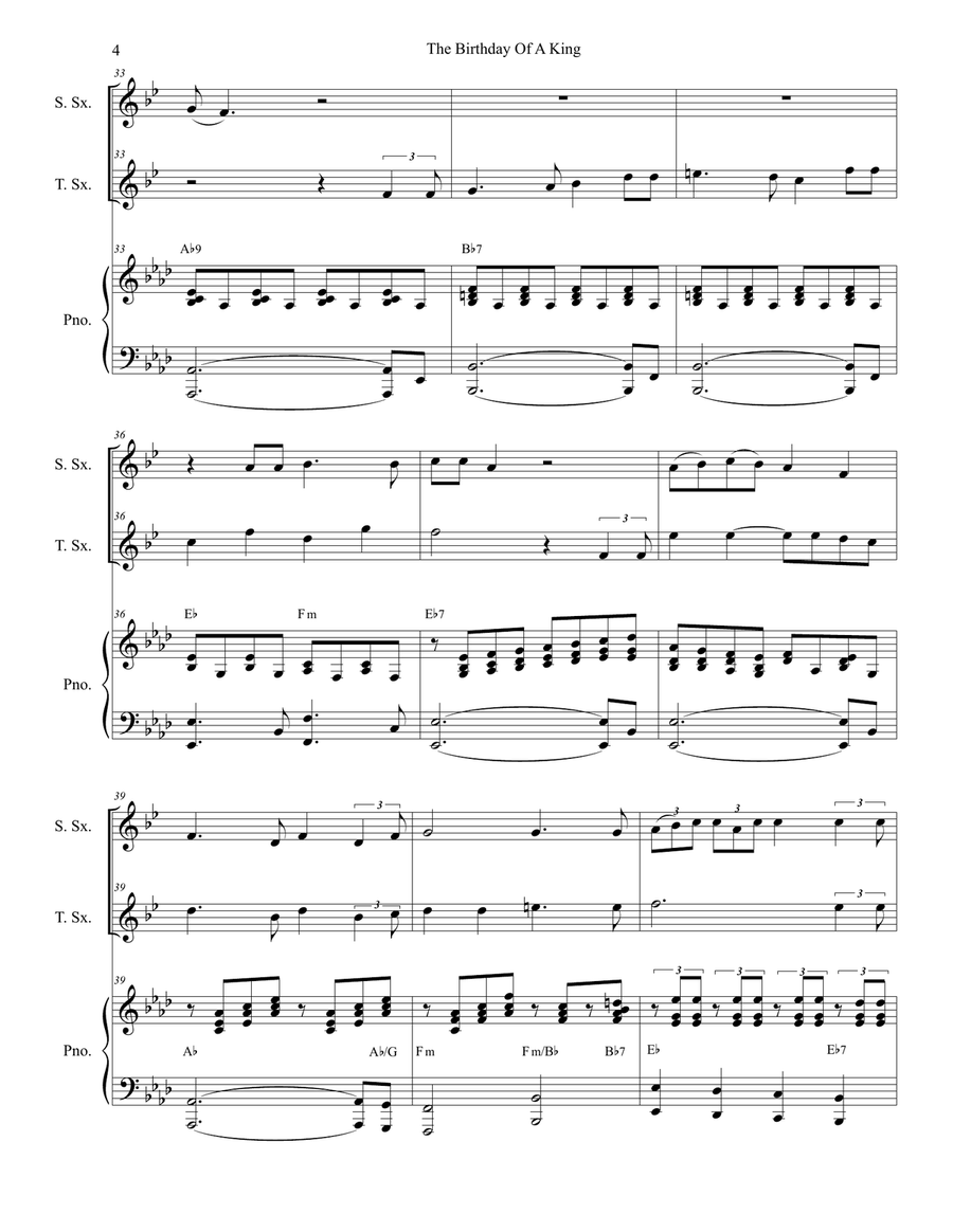 The Birthday Of A King (Duet for Soprano and Tenor Saxophone) Woodwind Duet scores gallery preview page 5