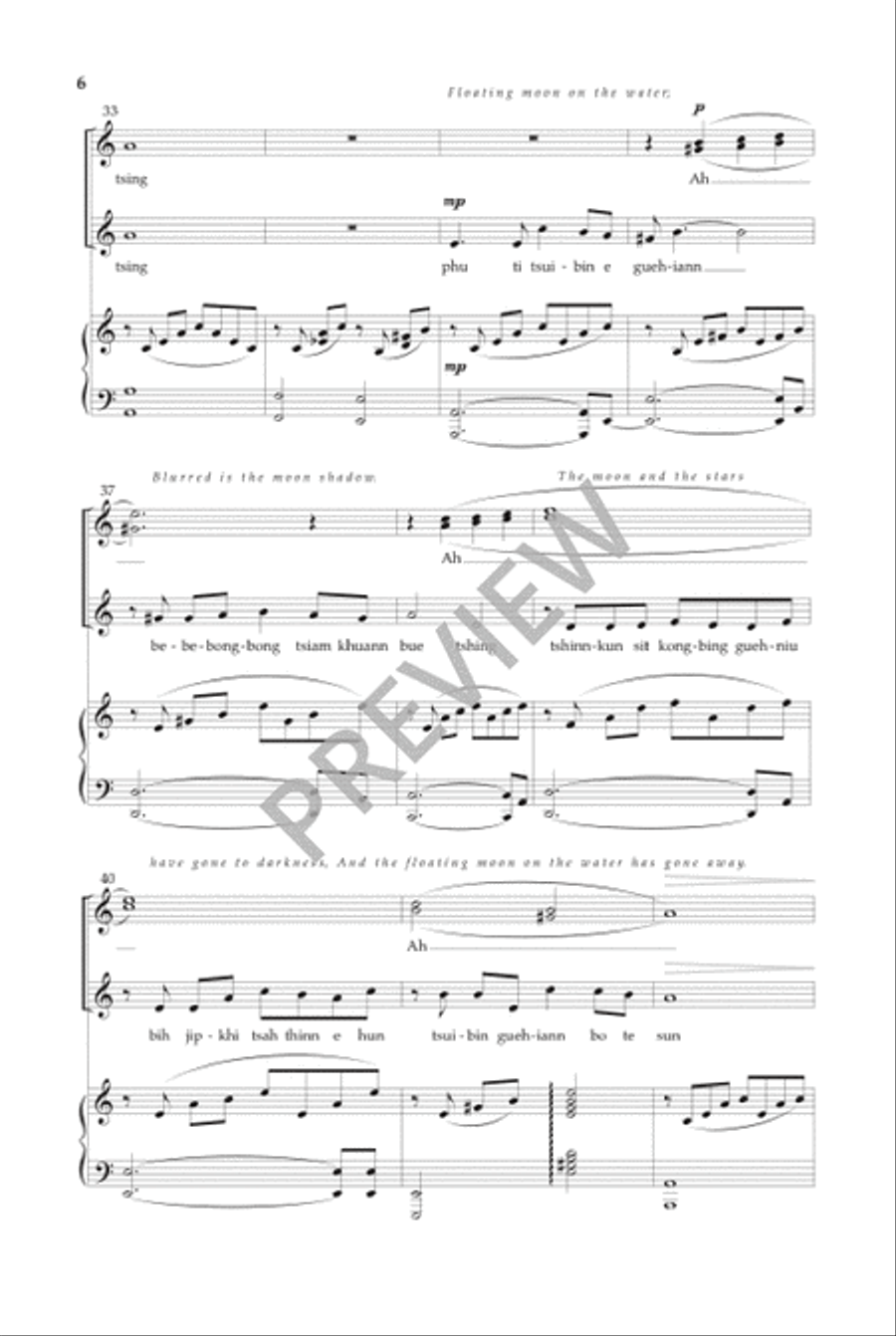 Floating Moon on the Water (SATB) 4-Part scores gallery preview page 7