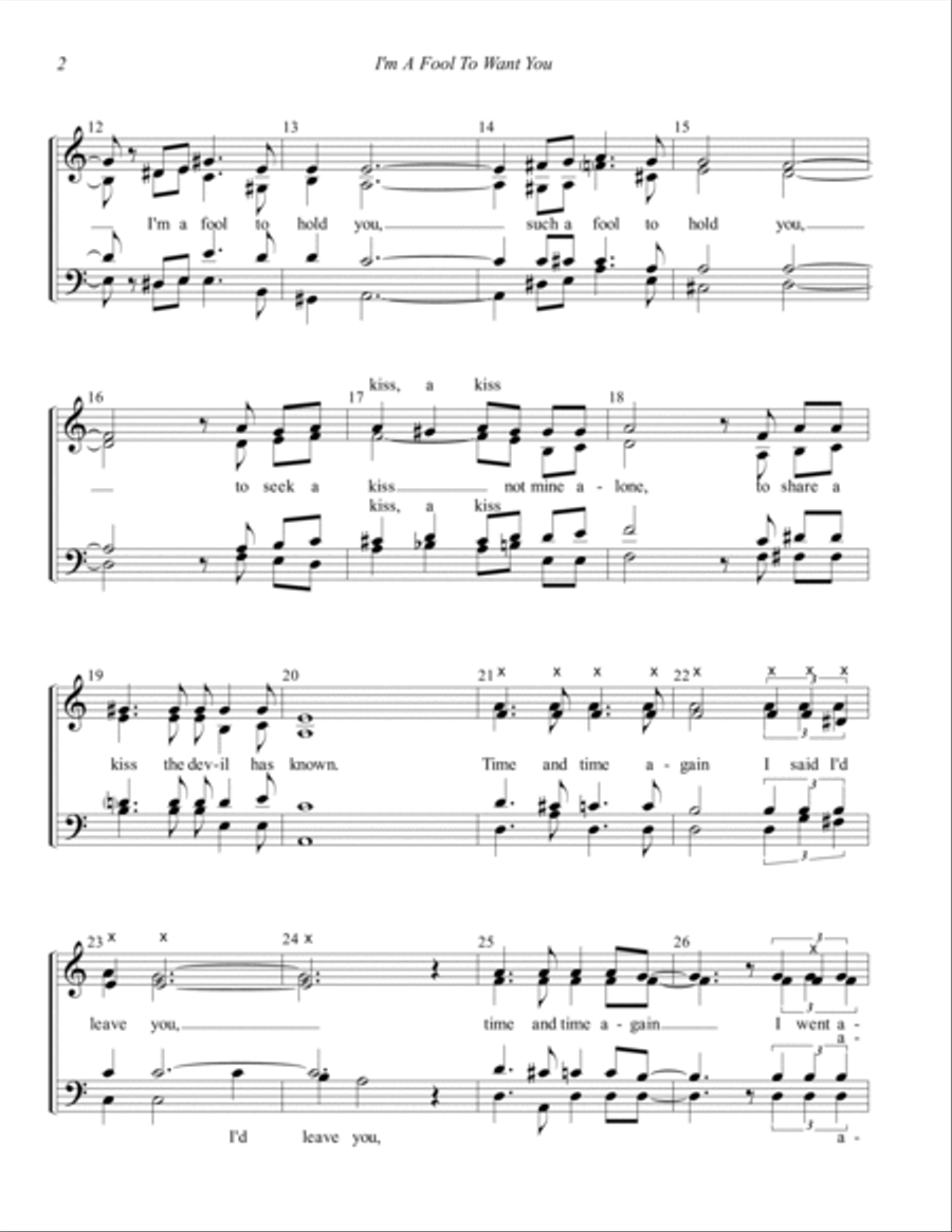 I'm A Fool To Want You 4-Part scores gallery preview page 2