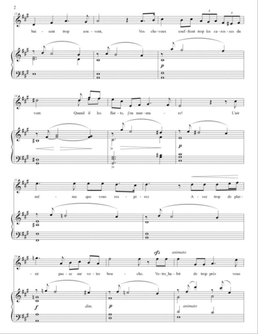 PALADILHE: Psyché (transposed to A major, A-flat major, and G major) Voice scores gallery preview page 3