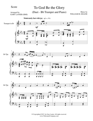 TO GOD BE THE GLORY (Duet – Bb Trumpet and Piano/Score and Parts)