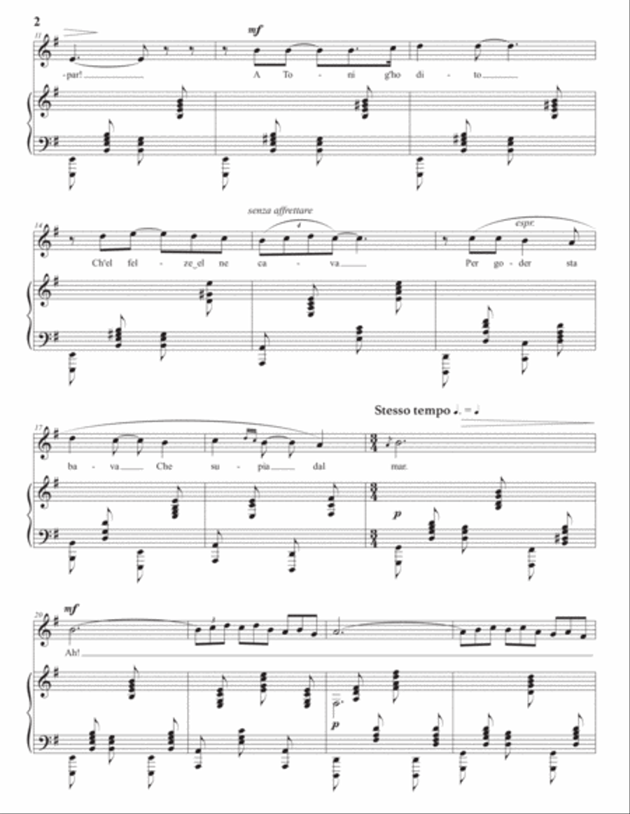 HAHN: La barcheta (transposed to E minor) Voice scores gallery preview page 3