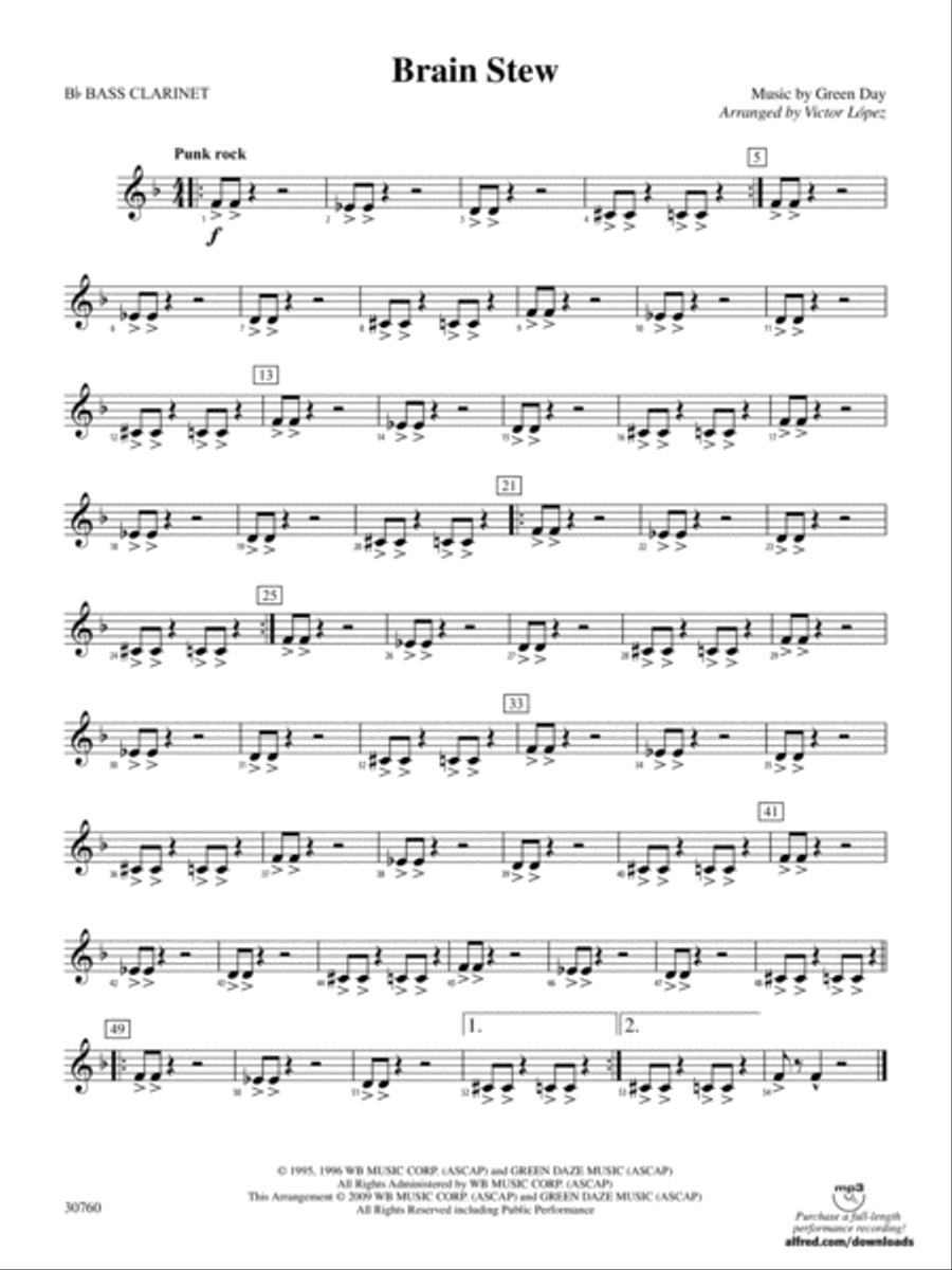 Brain Stew: B-flat Bass Clarinet Concert Band scores gallery preview page 1