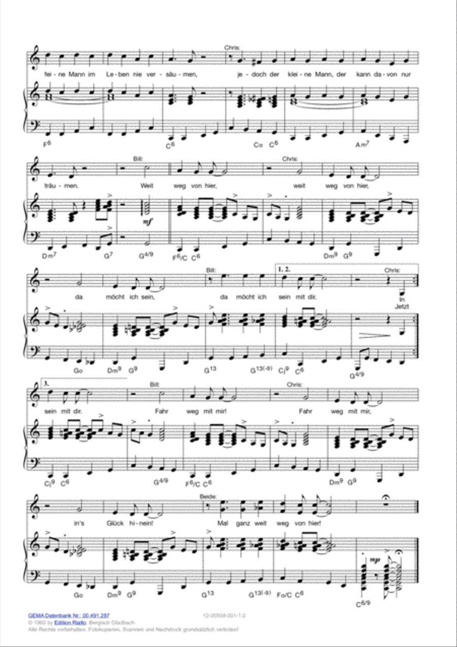 Weit weg von hier Piano, Vocal, Guitar scores gallery preview page 3