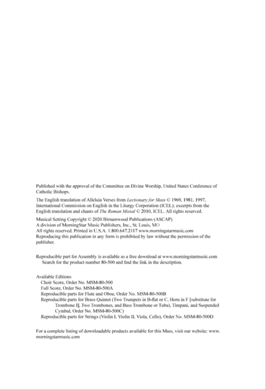 Mass of the Transfiguration (Choral Score) image number null