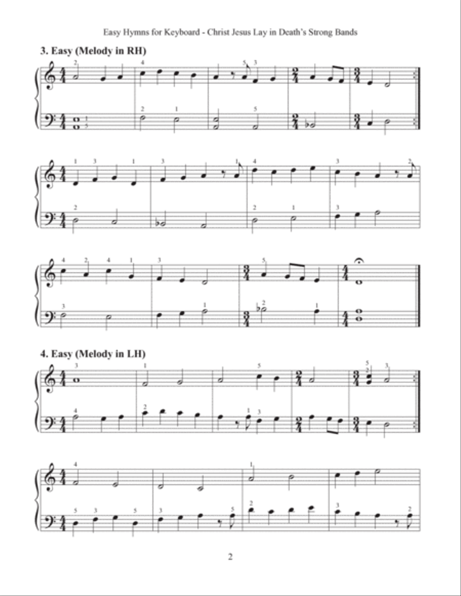 Christ Jesus Lay in Death's Strong Bands (Easy Hymns for Keyboard) Easy Piano scores gallery preview page 4