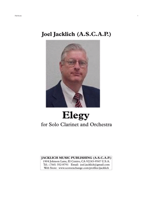 Book cover for Elegy for Solo Clarinet and Orchestra