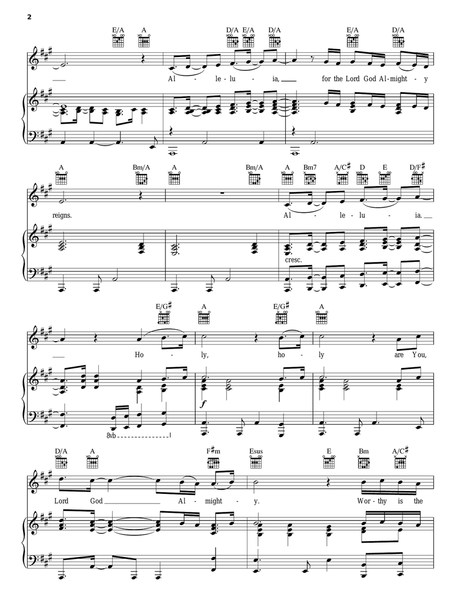 Agnus Dei Piano, Vocal, Guitar scores gallery preview page 2