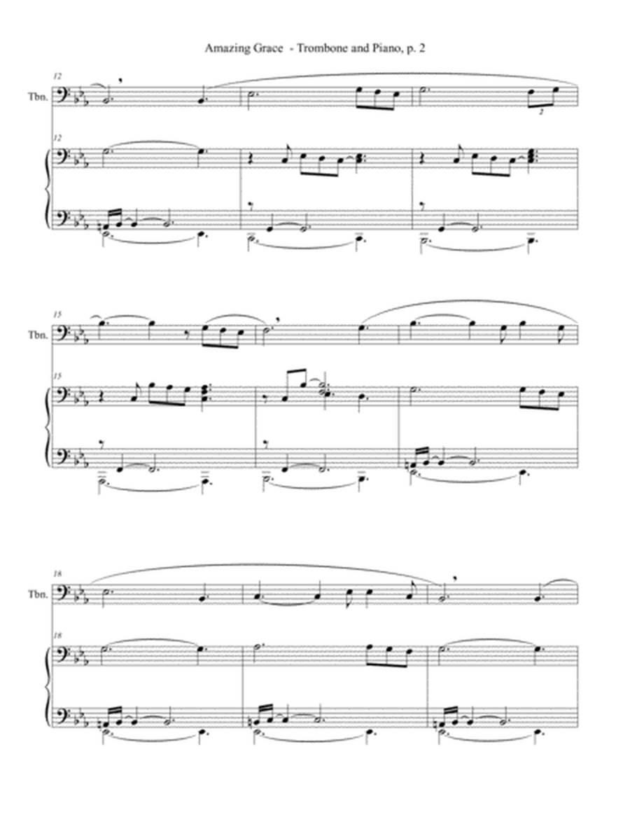 AMAZING GRACE Hymn Sonata (for Trombone and Piano with Score/Part) image number null