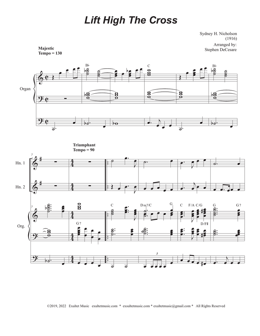Lift High The Cross (French Horn Duet) Brass Duet scores gallery preview page 1