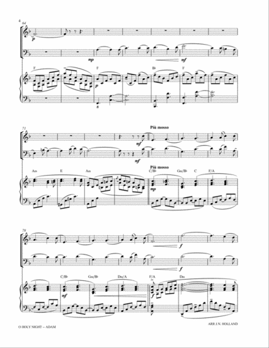 O Holy Night (Cantique de Noel) Adolphe Adam Duet for Treble and Bass Instruments in C String Duet scores gallery preview page 6