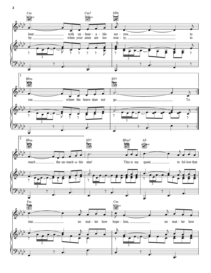 The Impossible Dream (The Quest) Piano, Vocal, Guitar scores gallery preview page 2