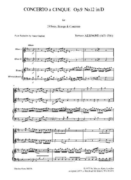 Concerto a 5 in D Op. 9/12