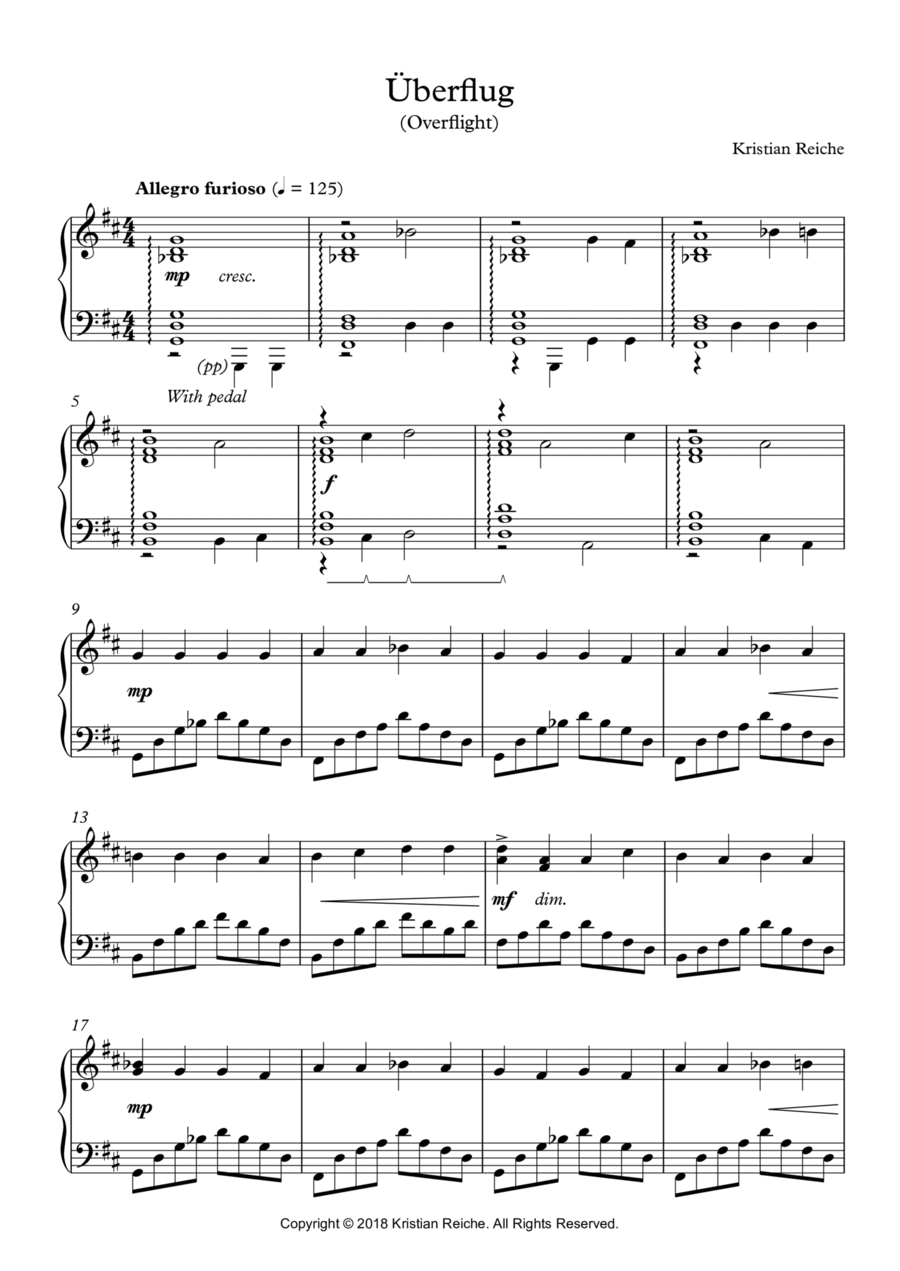 Überflug (Overflight) Piano Solo scores gallery preview page 1