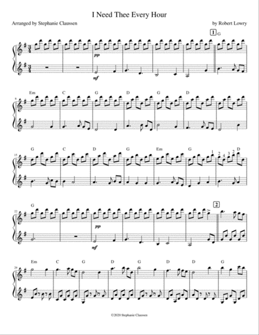 I Need Thee Every Hour Harp scores gallery preview page 2