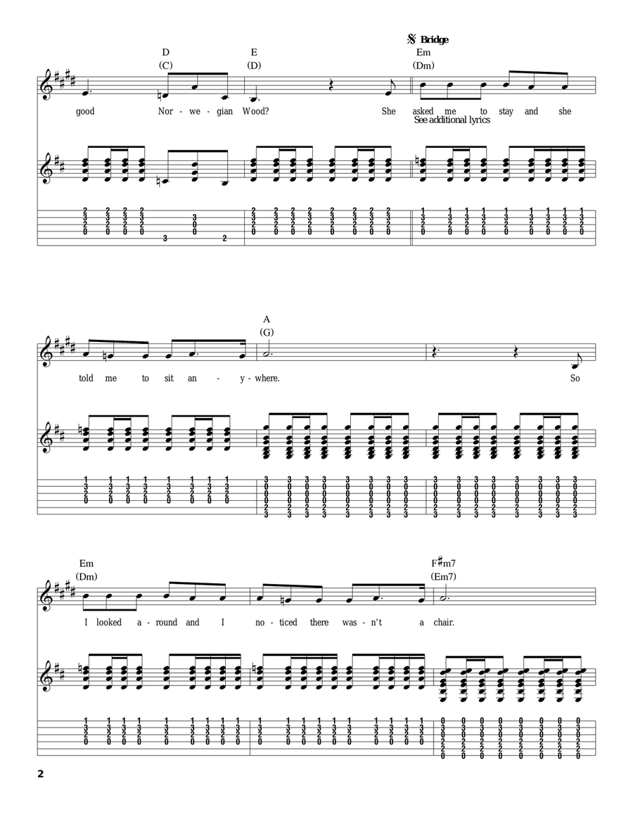 Norwegian Wood (This Bird Has Flown) Acoustic Guitar scores gallery preview page 2