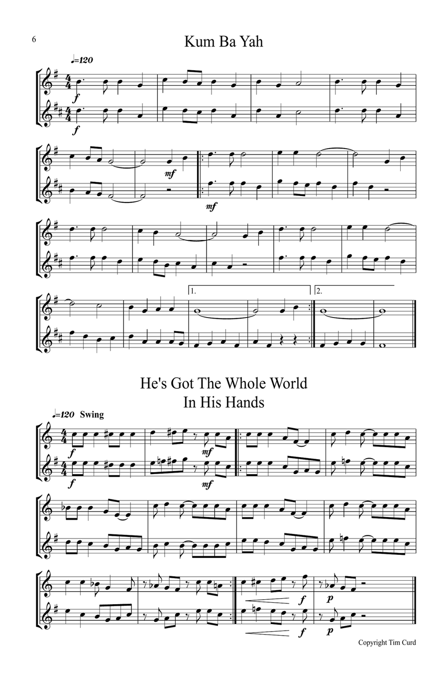9 Spirituals, Duets For Trumpet And Alto Saxophone Alto Saxophone scores gallery preview page 6