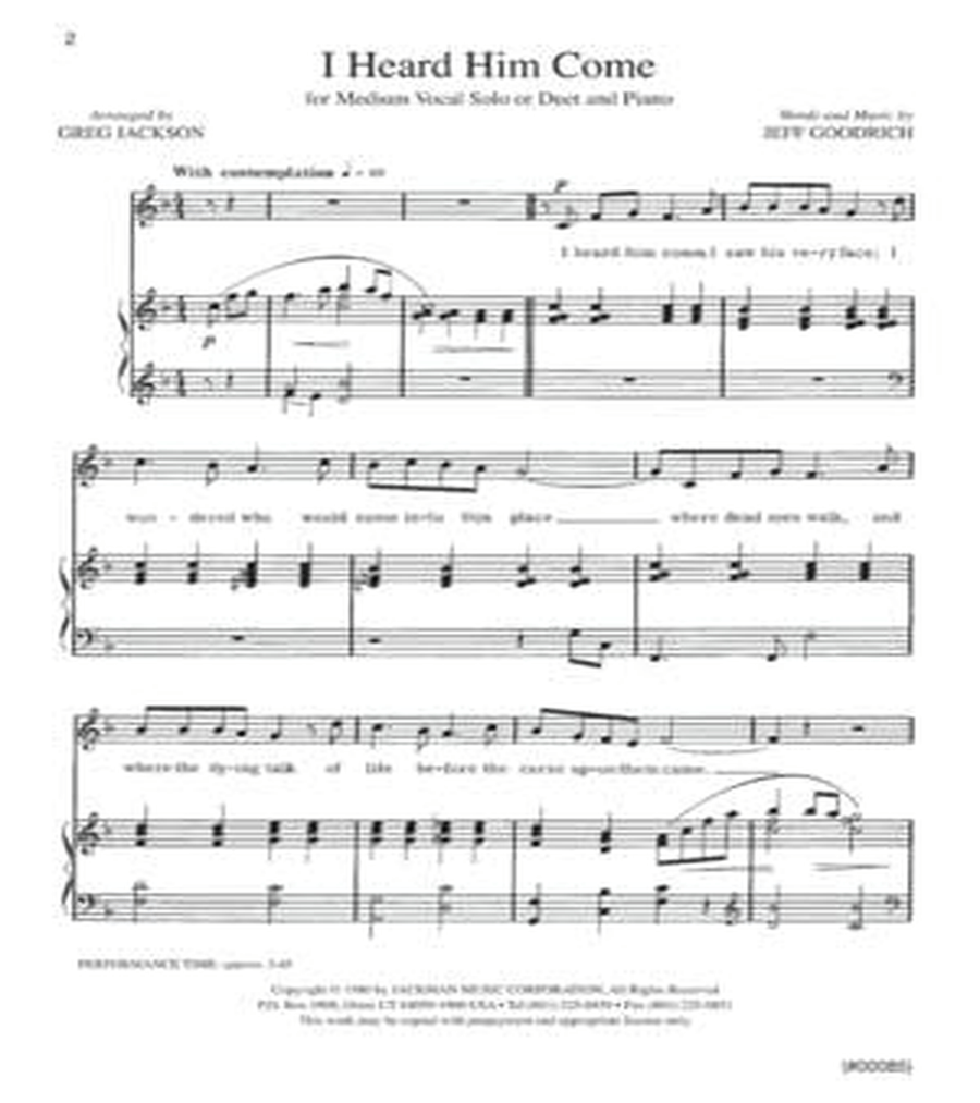 I Heard Him Come - Vocal Solo Voice Solo scores gallery preview page 2