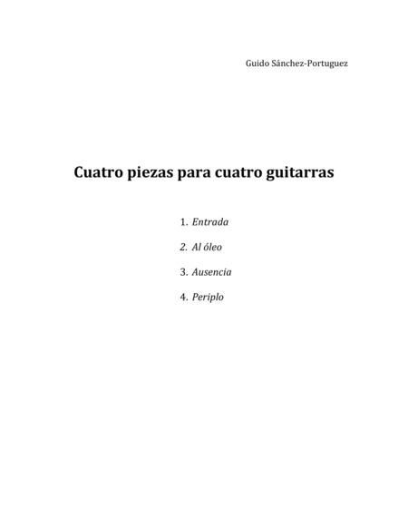 Cuatro piezas para cuatro guitarras (Four Pieces for Guitar Quartet) image number null