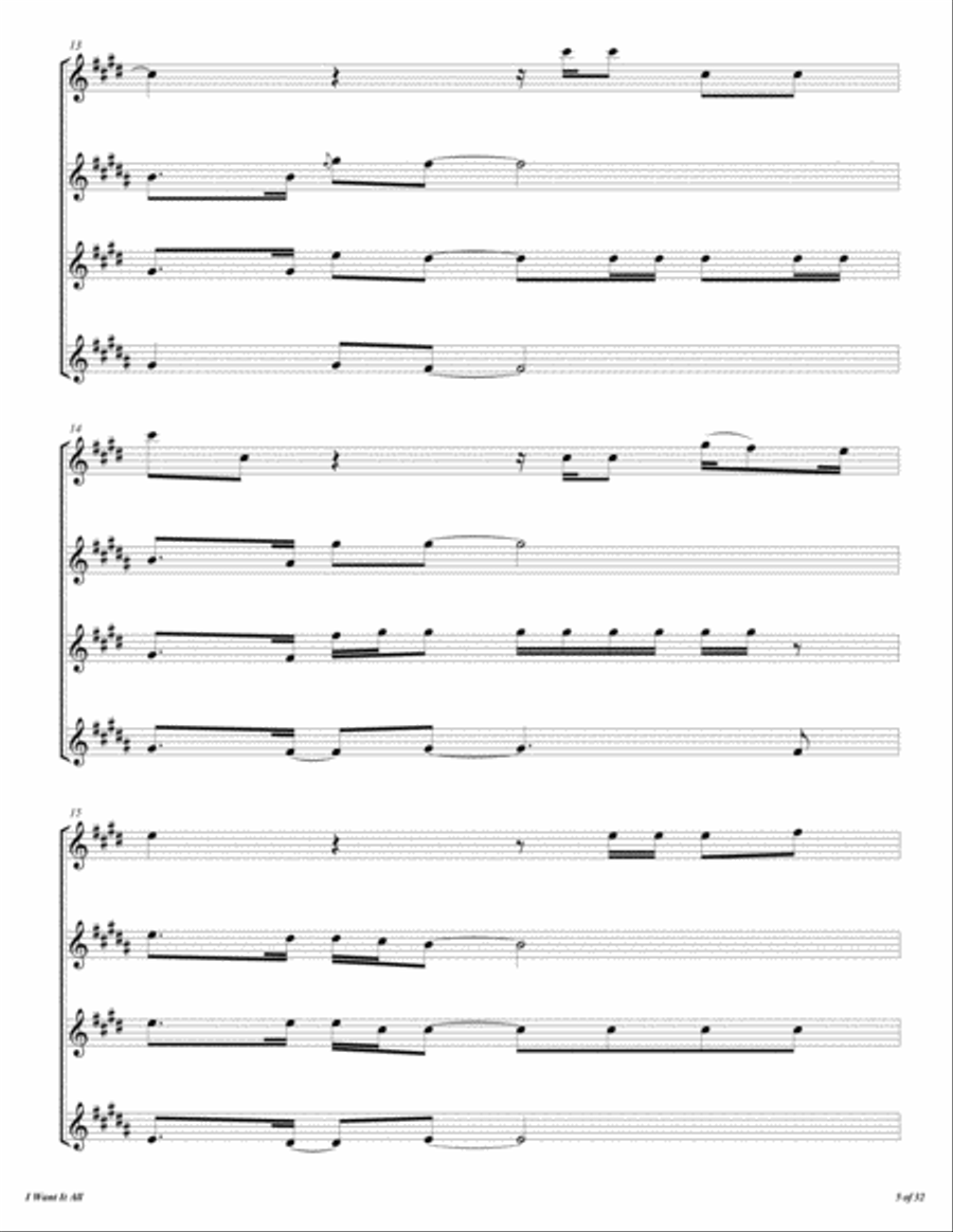 I Want It All Woodwind Quartet scores gallery preview page 6