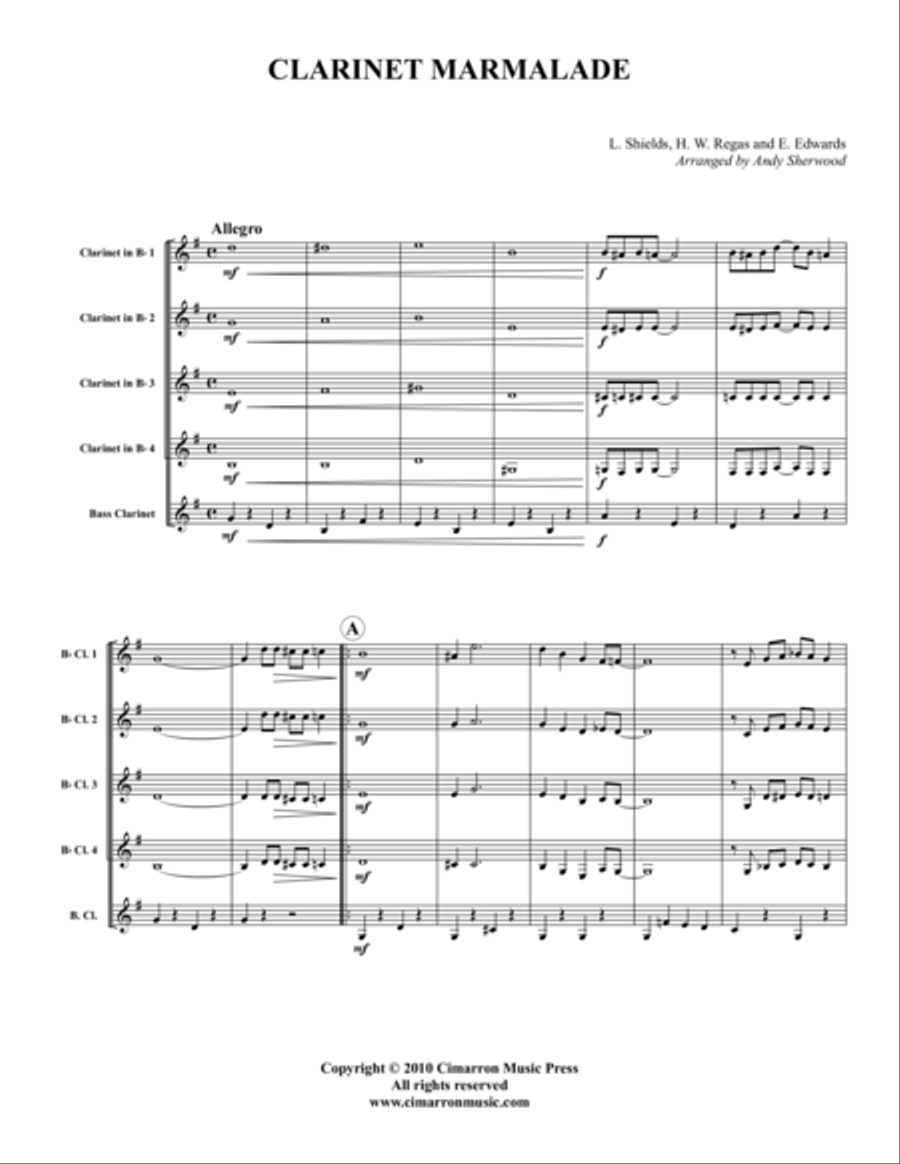 Clarinet Marmalade Clarinet Marmalade Large Ensemble scores gallery preview page 1