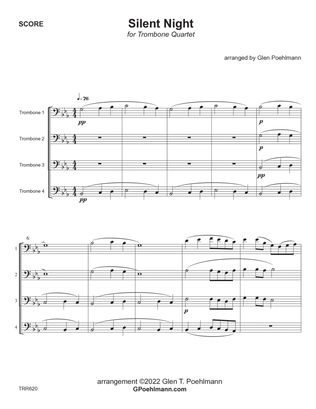 SILENT NIGHT - Trombone Quartet (Grade 3+) - includes Baritone TC for all parts