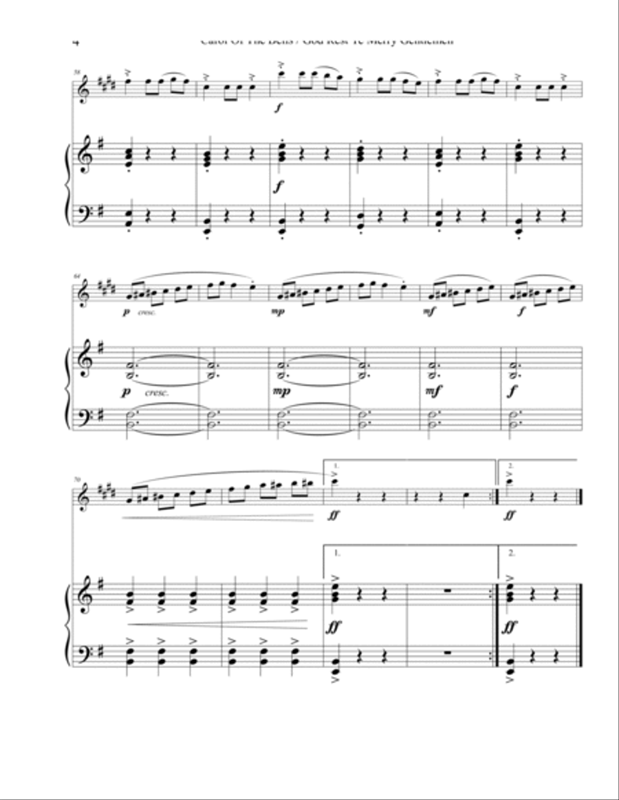 Carol of the Bells / God Rest Ye Merry Gentlemen – Baritone Sax Woodwind Duet scores gallery preview page 4