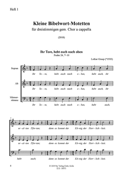 Kleine Bibelwort-Motetten für dreistimmigen gemischten Chor a cappella, Heft 1