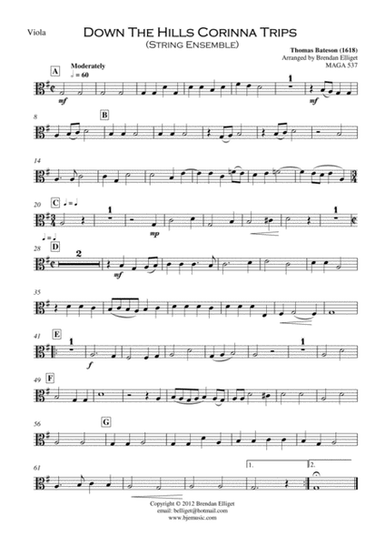 Down The Hills Corinna Trips String Ensemble Score and Parts PDF image number null